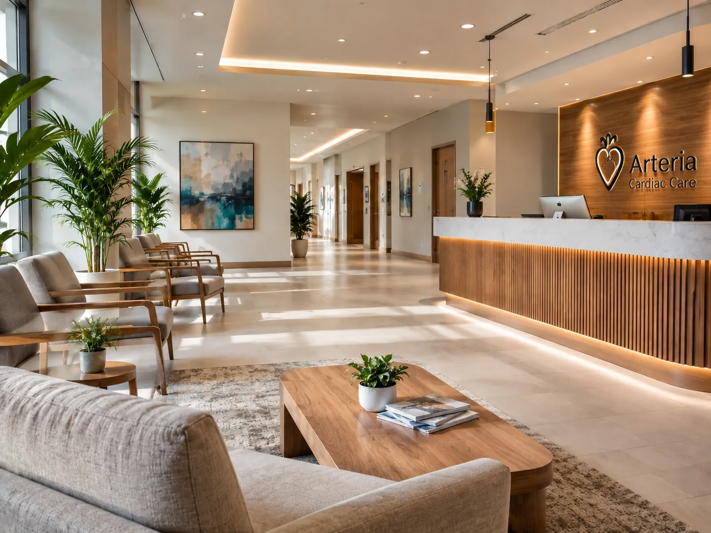 Arteria reception and waiting lounge where follow-up visits begin
