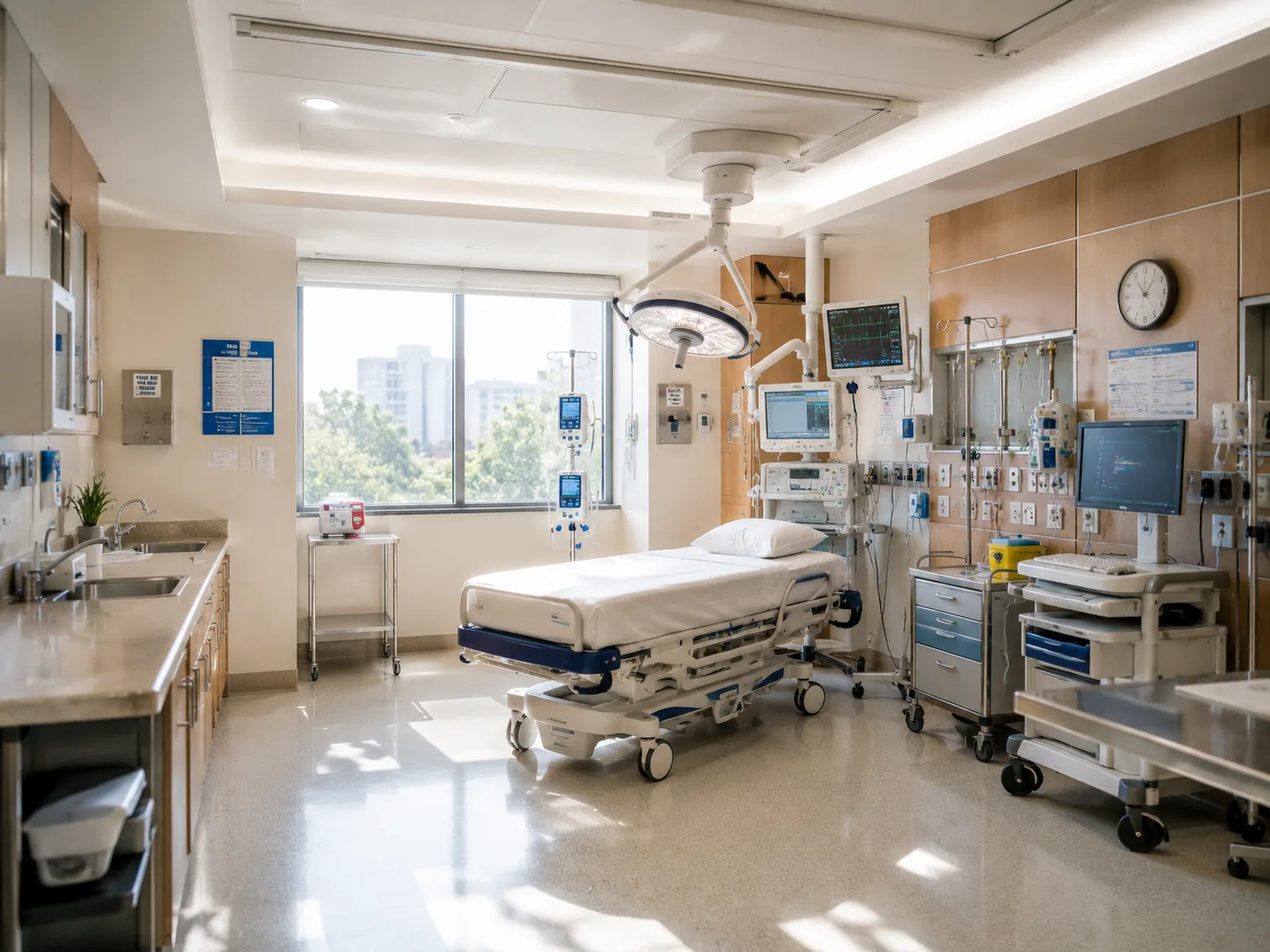 Procedure room prepared for cardiac intervention